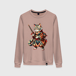 Женский свитшот Кот ниндзя - японский воин