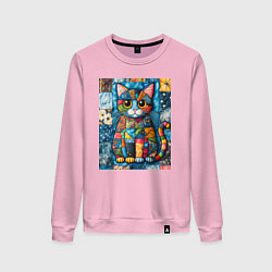 Женский свитшот Прикольный котик - пэчворк