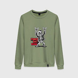 Женский свитшот Череп с козой punks not dead