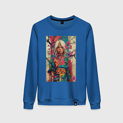 Женский свитшот Белокурая индейская девушка в японском кимоно - жи