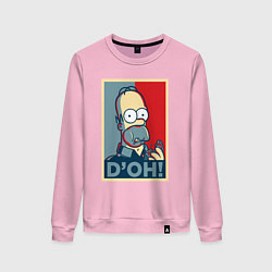 Свитшот хлопковый женский Homer with donut, цвет: светло-розовый