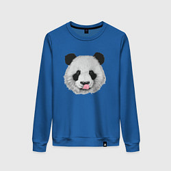 Свитшот хлопковый женский Панда с языком, цвет: синий