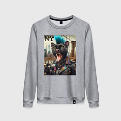 Женский свитшот Чувак пантера панк с фотоаппаратом - нейросеть