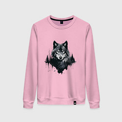 Женский свитшот Волк и лес