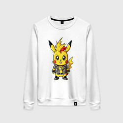 Женский свитшот Пикачу панк с ирокезом и в косухе