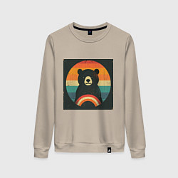 Свитшот хлопковый женский Медведь хотел смотреть закат, но вышло как то наоб, цвет: миндальный