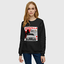 Свитшот хлопковый женский Nissan Skyline, цвет: черный — фото 2