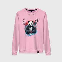 Свитшот хлопковый женский Panda - bushido samurai code, цвет: светло-розовый