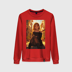 Свитшот хлопковый женский Магическая битва Нобара Кугисаки арт, цвет: красный