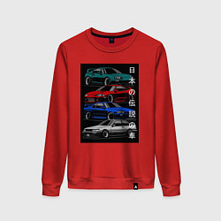 Свитшот хлопковый женский JDM автомобили, цвет: красный
