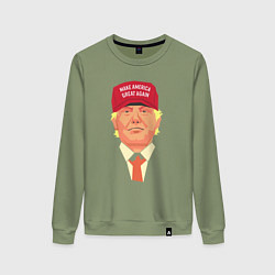 Свитшот хлопковый женский Trump - America, цвет: авокадо
