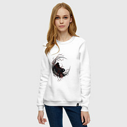 Свитшот хлопковый женский Черный кролик, цвет: белый — фото 2