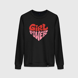 Свитшот хлопковый женский Girl Power, цвет: черный