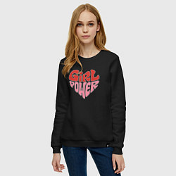 Свитшот хлопковый женский Girl Power, цвет: черный — фото 2