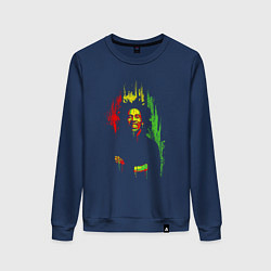 Свитшот хлопковый женский Bob Marley vibe, цвет: тёмно-синий