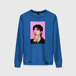 Свитшот хлопковый женский Чимин BTS, цвет: синий