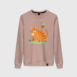 Женский свитшот Рыжий кот и пчела