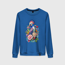 Женский свитшот Шлемоносный турако среди цветов