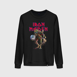 Свитшот хлопковый женский Iron Maiden rock band, цвет: черный