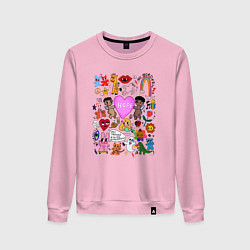 Свитшот хлопковый женский Y2K hope heart - cartoon pop art childrens drawing, цвет: светло-розовый