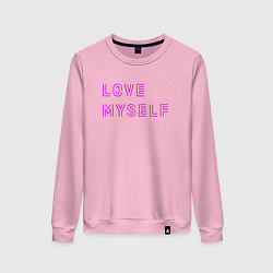 Свитшот хлопковый женский Надпись love myself BTS, цвет: светло-розовый