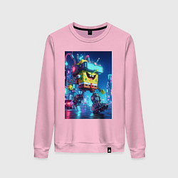 Свитшот хлопковый женский Cyber Sponge Bob - neon glow fantasy, цвет: светло-розовый