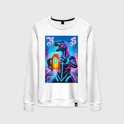 Женский свитшот Neon beersaur in metropolis - ai art fantasy