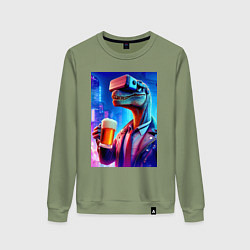 Женский свитшот Пивозавр в виртуальных очках - нейроарт