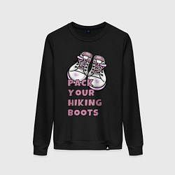 Свитшот хлопковый женский Pink boots, цвет: черный