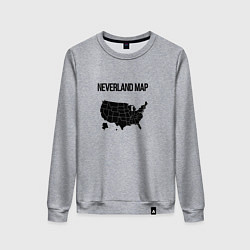 Свитшот хлопковый женский Neverland map, цвет: меланж