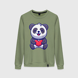 Женский свитшот Весёлая панда с сердцем