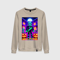 Женский свитшот Halloween and Minecraft - neon collaboration