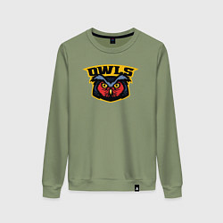 Свитшот хлопковый женский Команда сов, цвет: авокадо