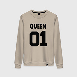 Женский свитшот Футбольная надпись черного цвета: 01 королева