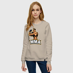 Свитшот хлопковый женский Fighter MMA, цвет: миндальный — фото 2