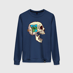 Свитшот хлопковый женский Открой путешествие, цвет: тёмно-синий