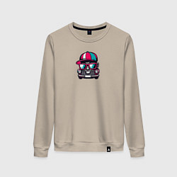 Женский свитшот Крутая тачка рэпер в очках - Прикол