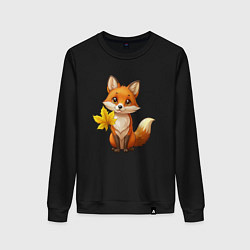 Женский свитшот Рыжая лисица с осенним листочком