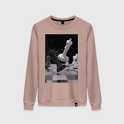 Свитшот хлопковый женский Шахматы эстетика, цвет: пыльно-розовый