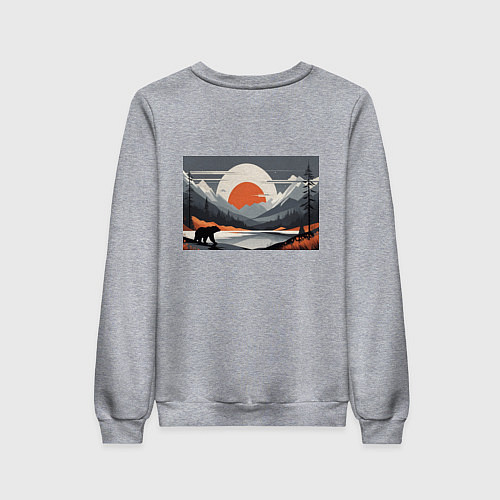 Женский свитшот Горы медведь геометрия / Меланж – фото 2