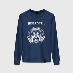 Свитшот хлопковый женский Megadeth rock dog, цвет: тёмно-синий