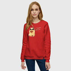 Свитшот хлопковый женский Хомяк супергерой, цвет: красный — фото 2