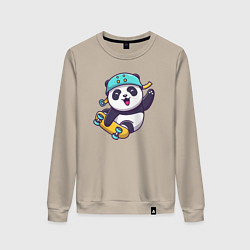 Свитшот хлопковый женский Skater panda, цвет: миндальный