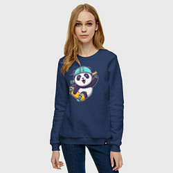 Свитшот хлопковый женский Skater panda, цвет: тёмно-синий — фото 2