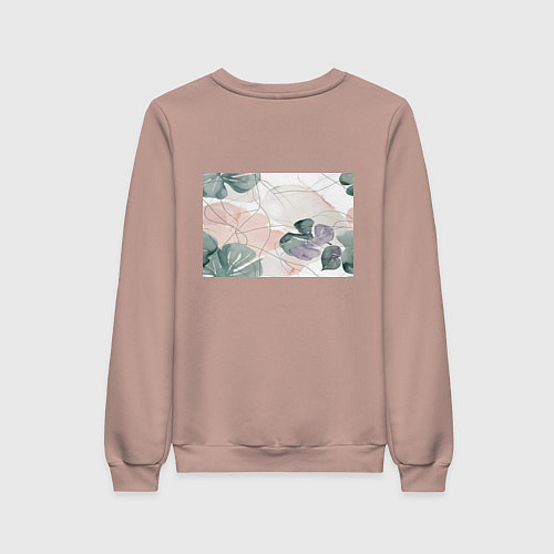 Женский свитшот Акварельные листья светлые / Пыльно-розовый – фото 2