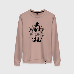 Свитшот хлопковый женский Мама ведьма, цвет: пыльно-розовый