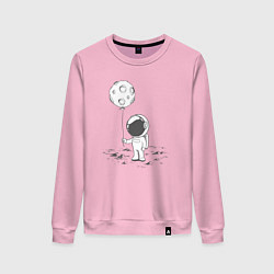 Свитшот хлопковый женский Космонавт и лунный шарик, цвет: светло-розовый