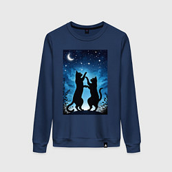 Женский свитшот Танцующие коты под звёздным небом