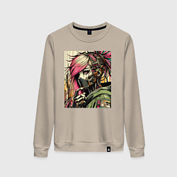 Женский свитшот Cyber girl in a respirator - ai art fantasy