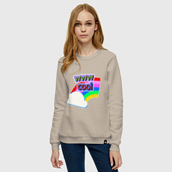 Свитшот хлопковый женский Rainbow Vibes, цвет: миндальный — фото 2